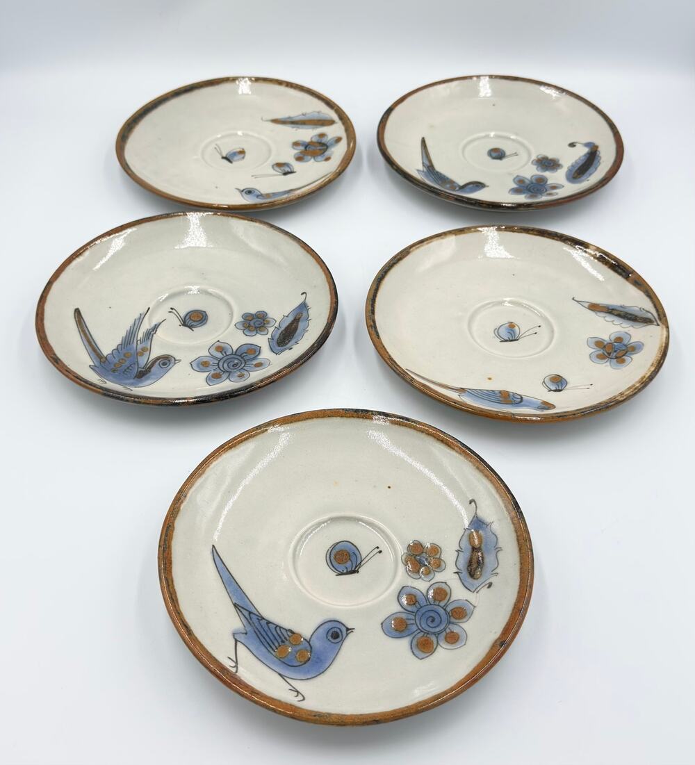 El Palomar Ken Edwards Tonala Stoneware Saucer Plates Mexico Folk Art Pottery